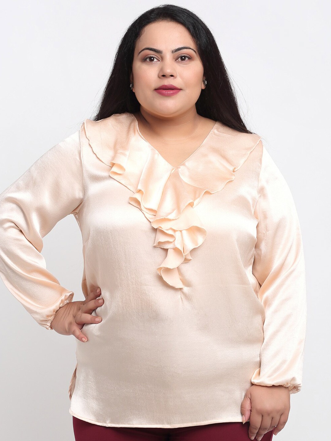

sindrellastorie Champagne Ruffles Satin Regular Top