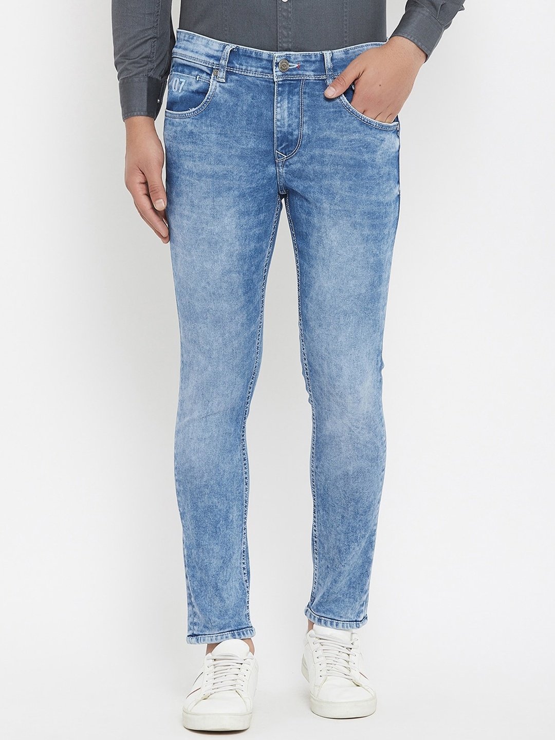 

Canary London Men Blue Washed Tapered Fit Low-Rise Heavy Fade Jeans