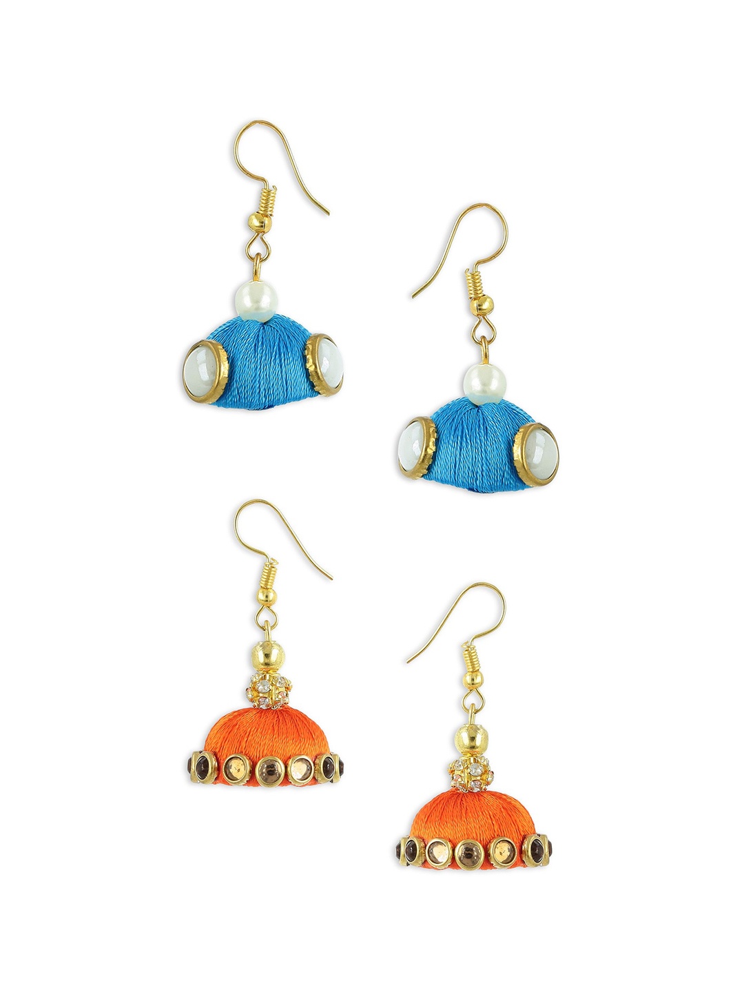 

AKSHARA Girls Pack of 2 Dome Shaped Handcrafted Jhumka Earrings, Blue