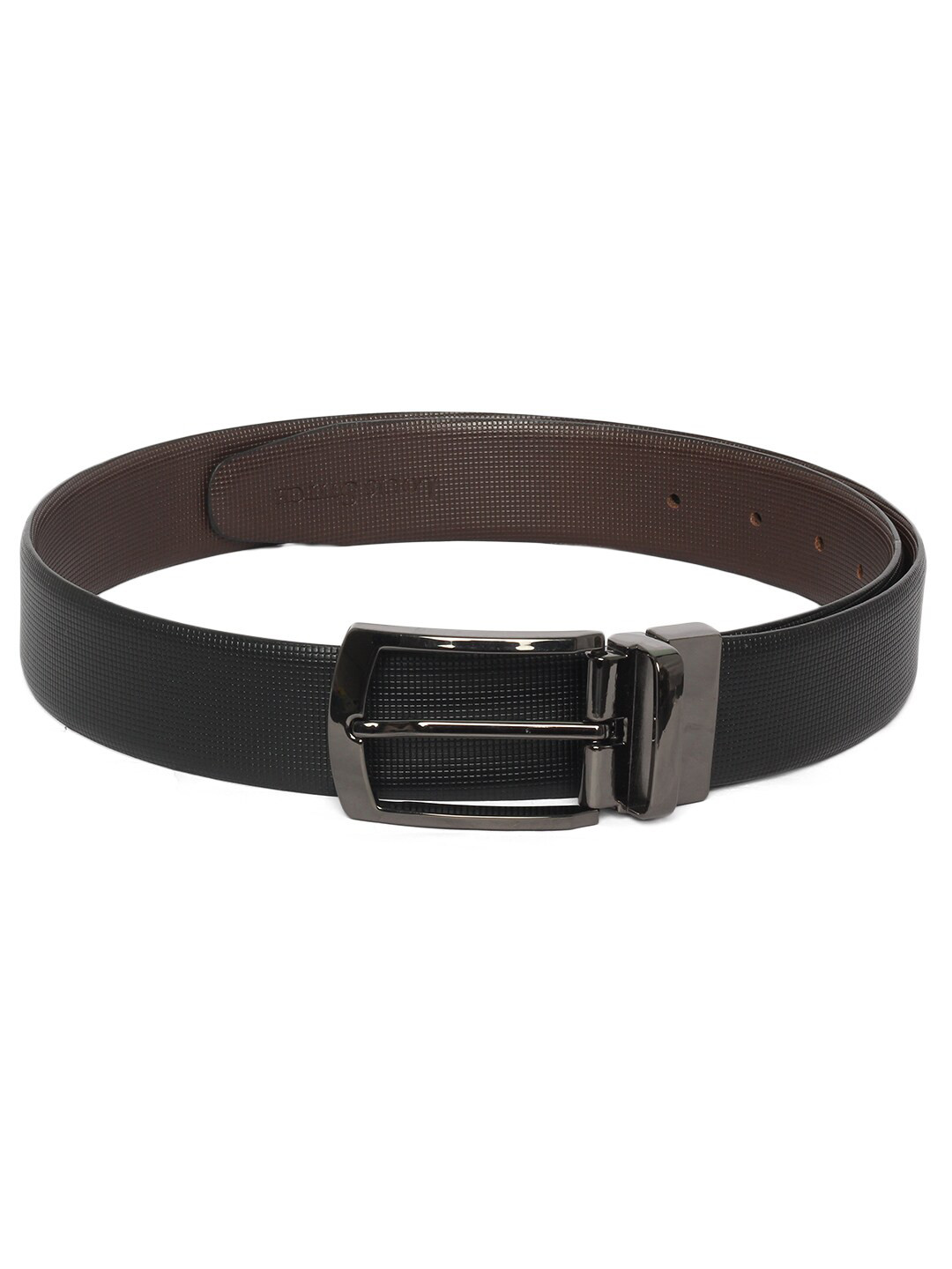 

LOUIS STITCH Men Black & Coffee Brown Textured Leather Reversible Formal Belt