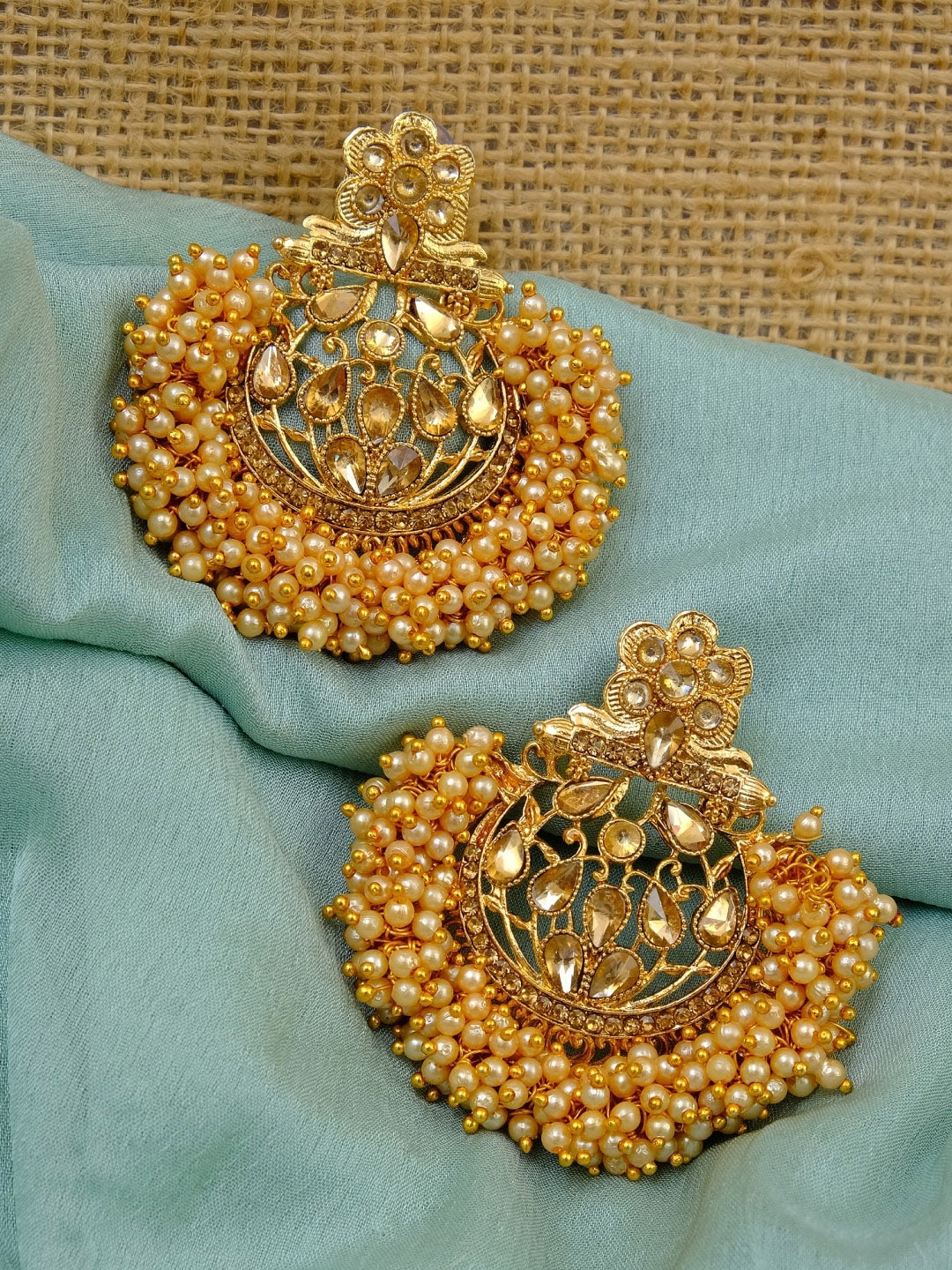 

Crunchy Fashion Gold-Toned Contemporary Chandbalis Earrings
