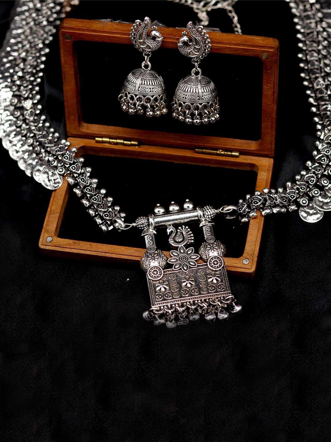 

TEEJH Oxidised Silver-Plated Jewellery Set