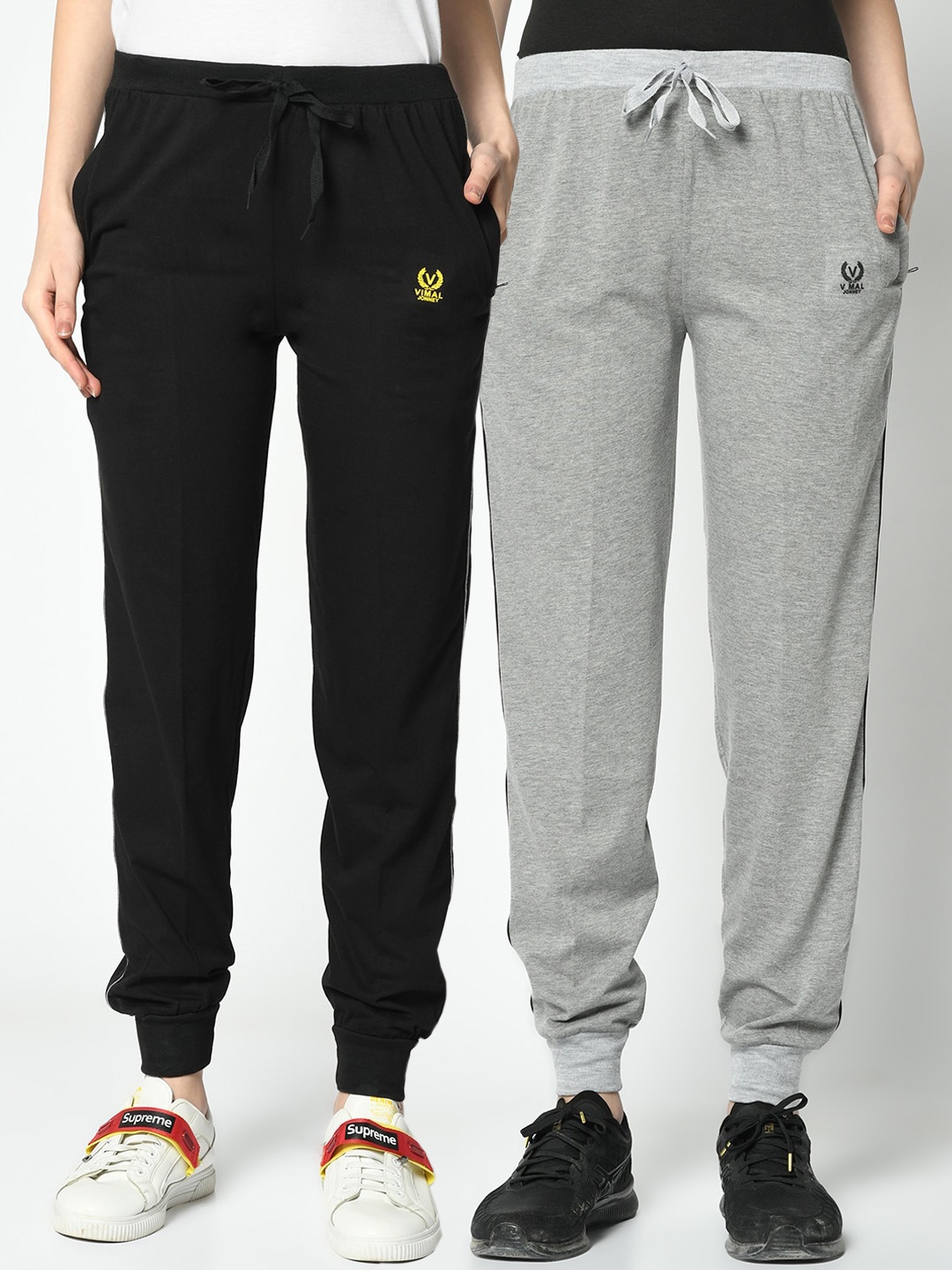 

MACK JONNEY Women Pack Of 2 Solid Joggers, Black