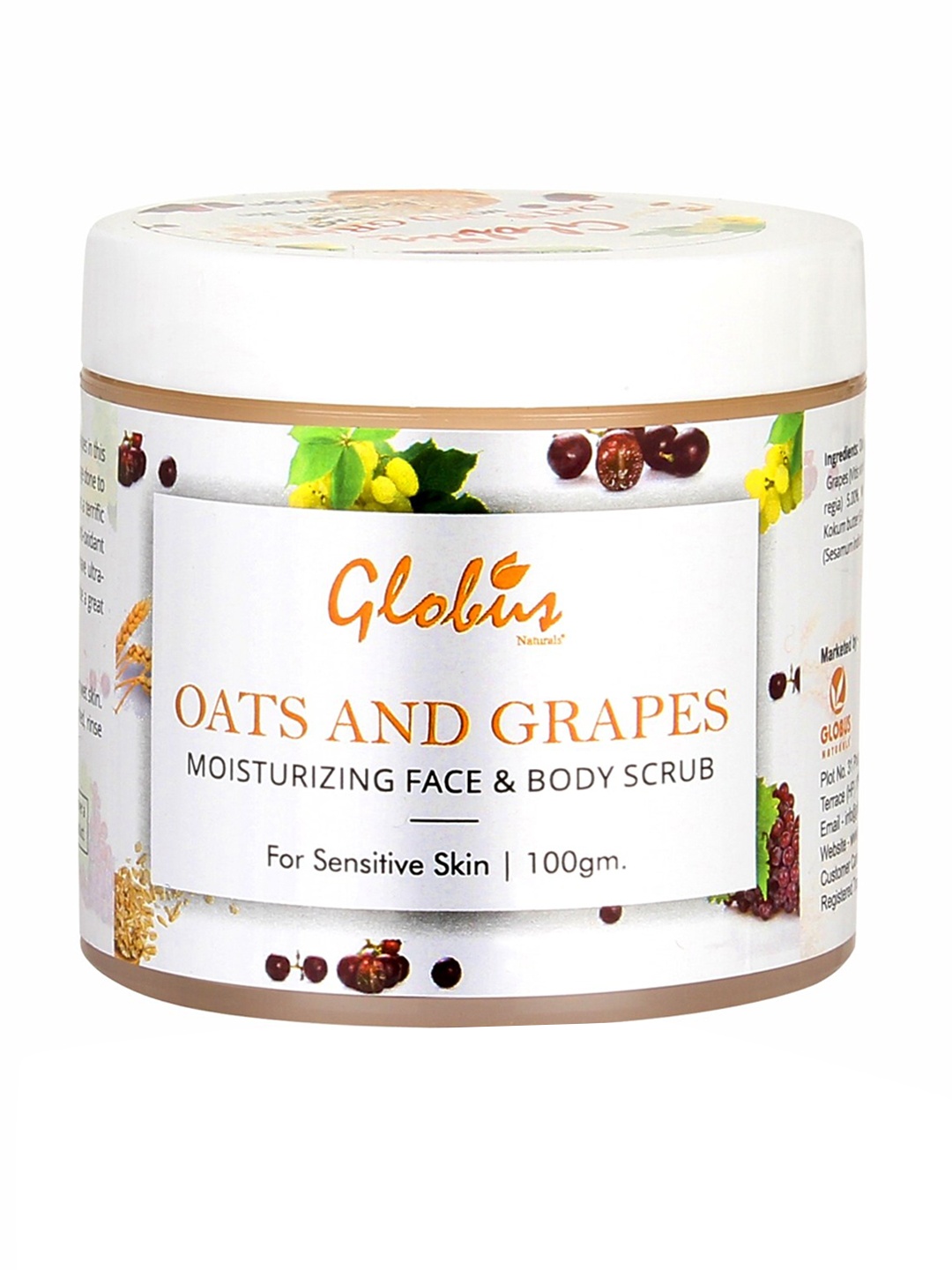 

Globus Naturals Oats Grapes Moisturizing & Brightening Face & Body Scrub - 100 g, White