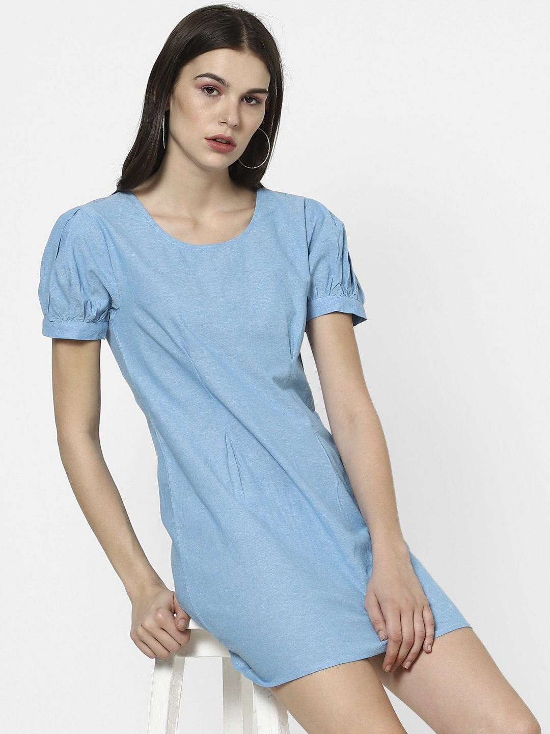 

FOREVER 21 Blue Solid A-Line Mini Dress