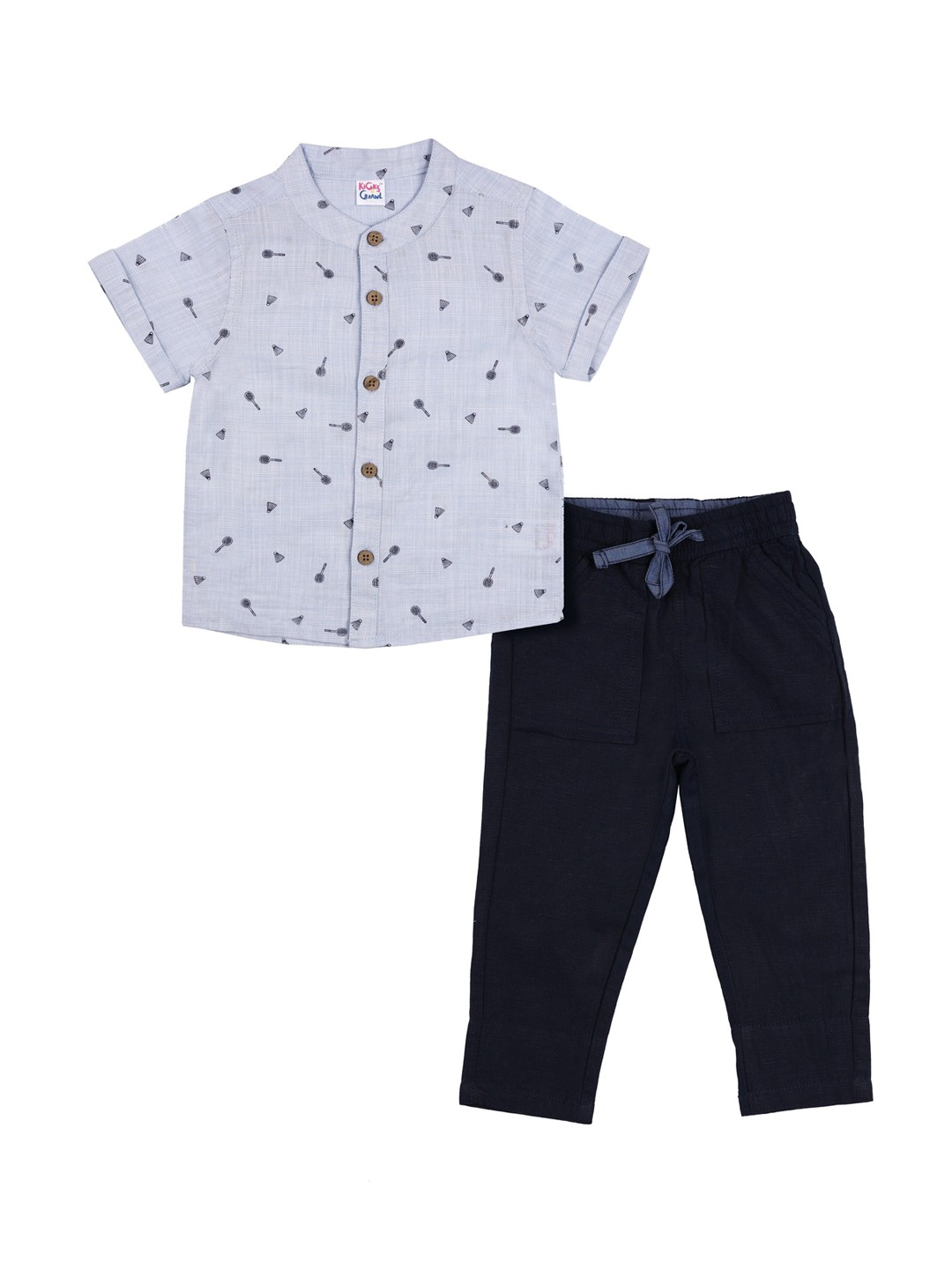 

KICKS & CRAWL Boys Navy Blue & White Badminton Baby Coordinate Set