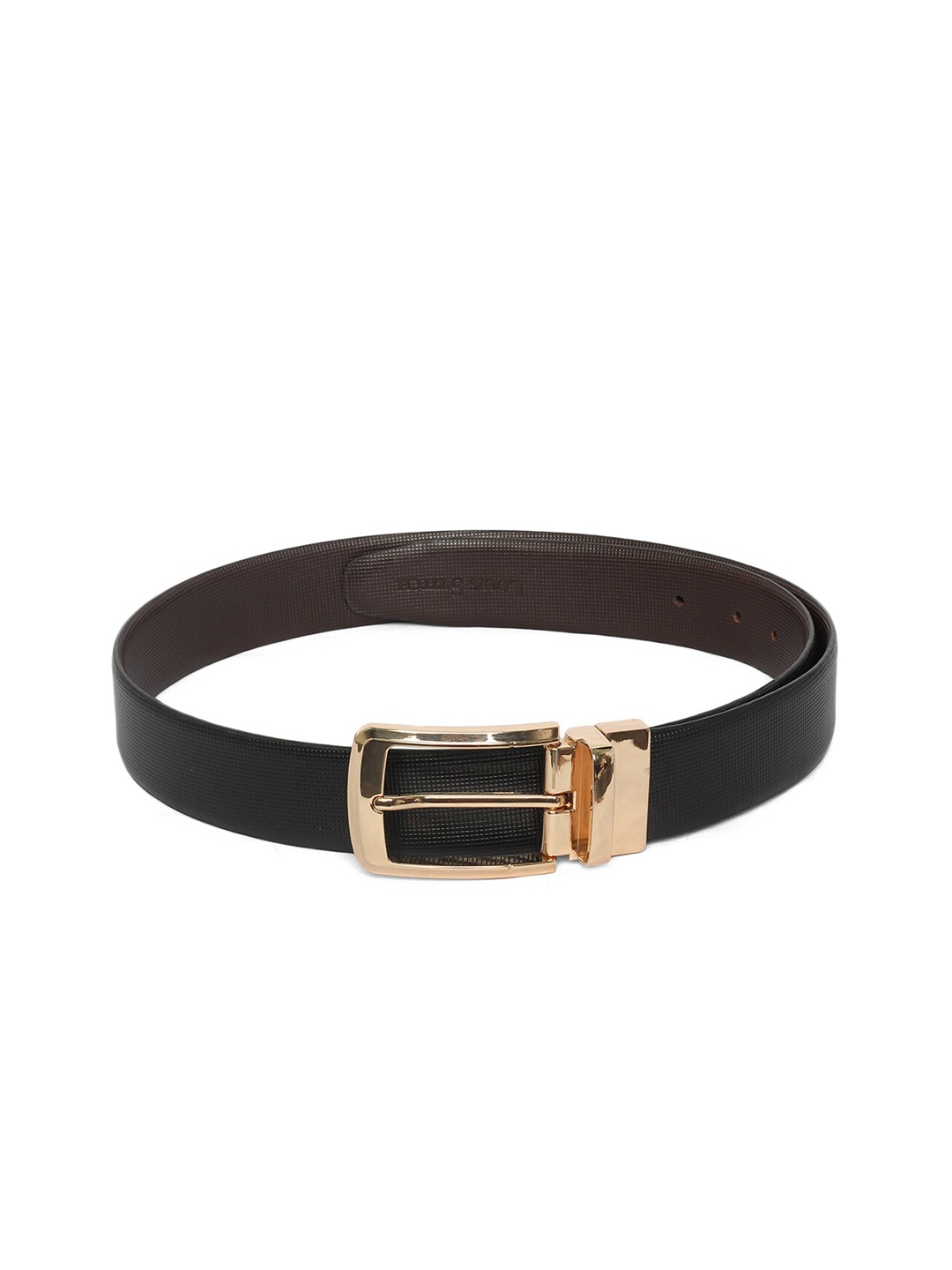 

LOUIS STITCH Men Black & Coffee Brown Textured Leather Reversible Formal Belt