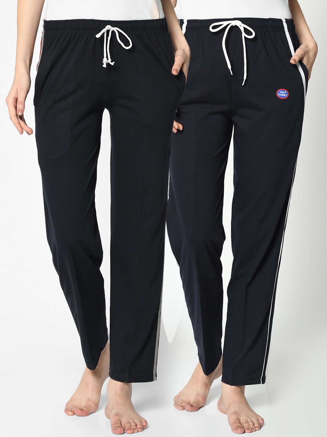 

VIMAL JONNEY Women Pack Of 2 Solid Lounge Pants, Black