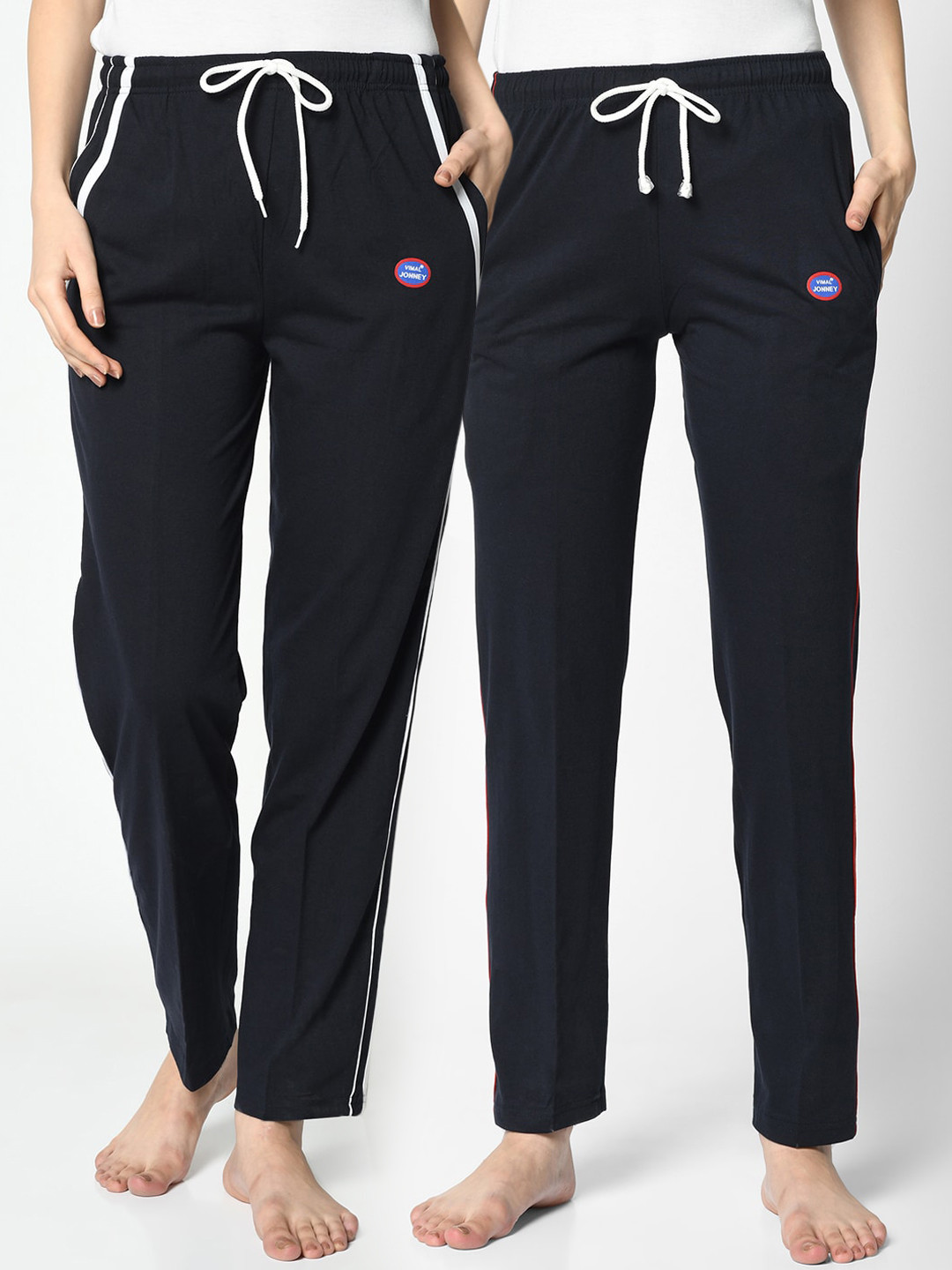 

VIMAL JONNEY Women Black & Navy Blue Pack Of 2 Solid Lounge Pants
