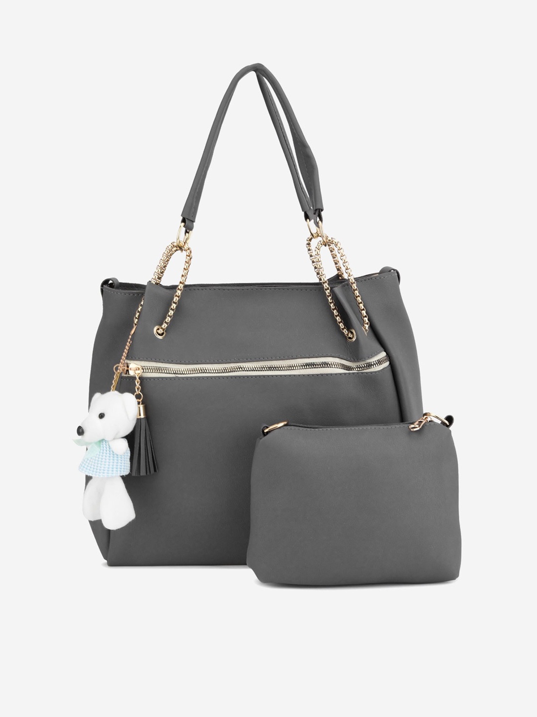

Stropcarry Women Grey Swagger Solid Shoulder Bag With Pouch