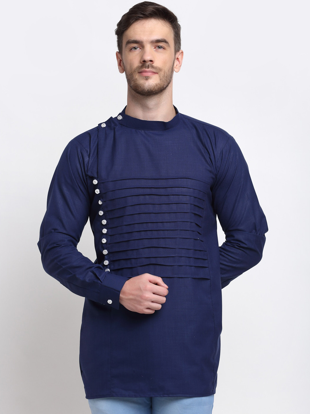 

Benstoke Men Navy Blue Kurta