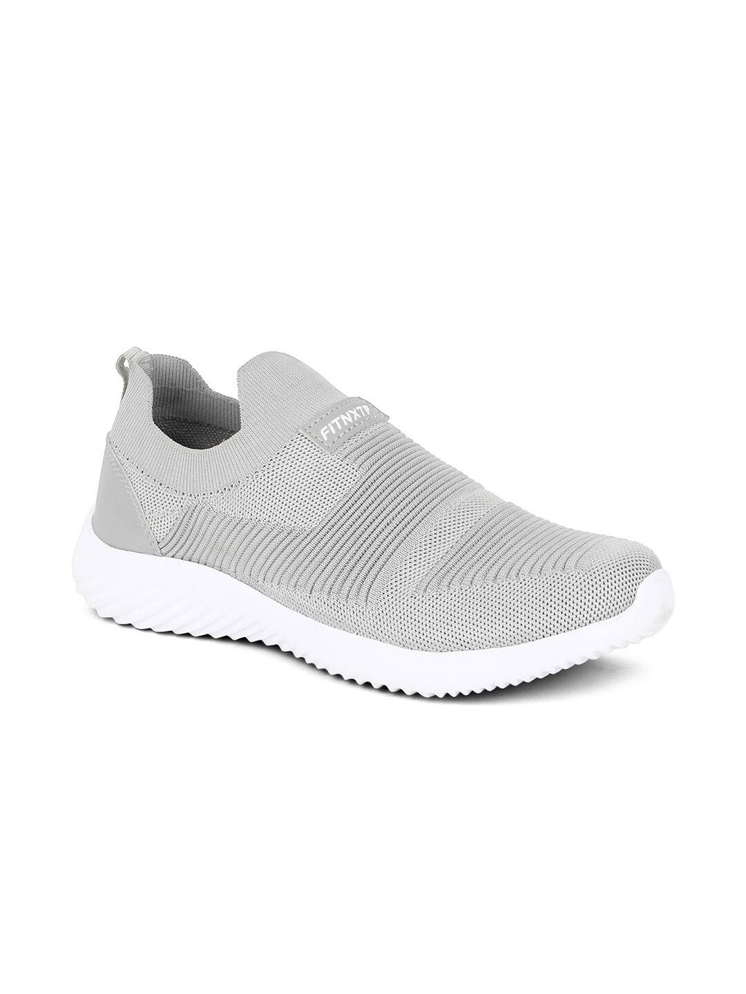

Khadims Men Grey Woven Design Running Shoes