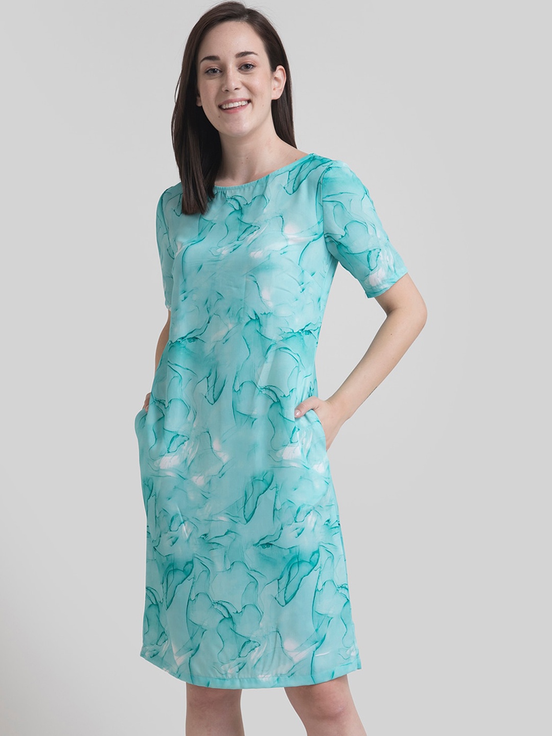 FableStreet Green A-Line Dress