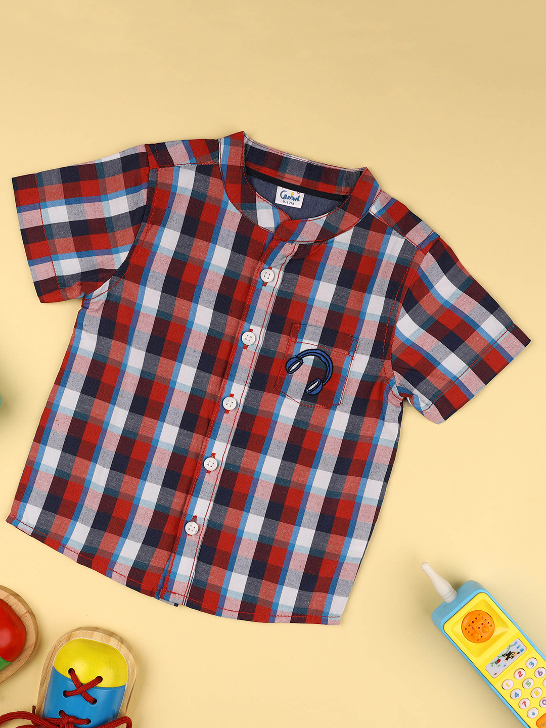 

KICKS & CRAWL Boys Red Tartan Checks Checked Casual Shirt