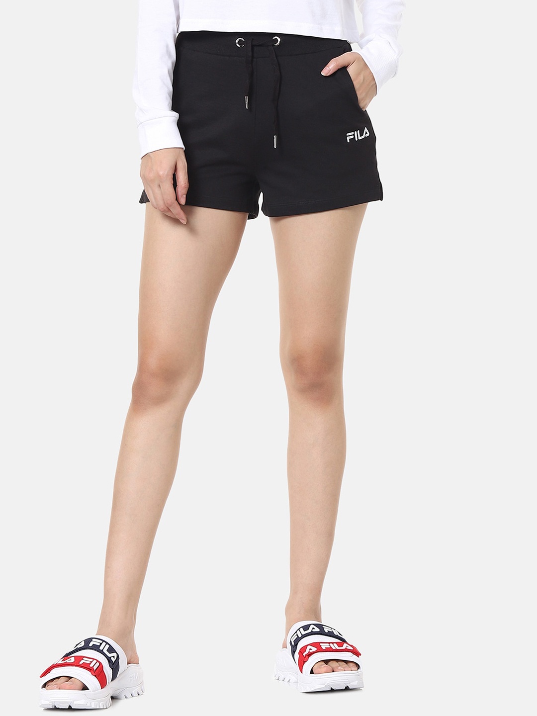 

FILA Women Black Mid-Rise Regular Shorts