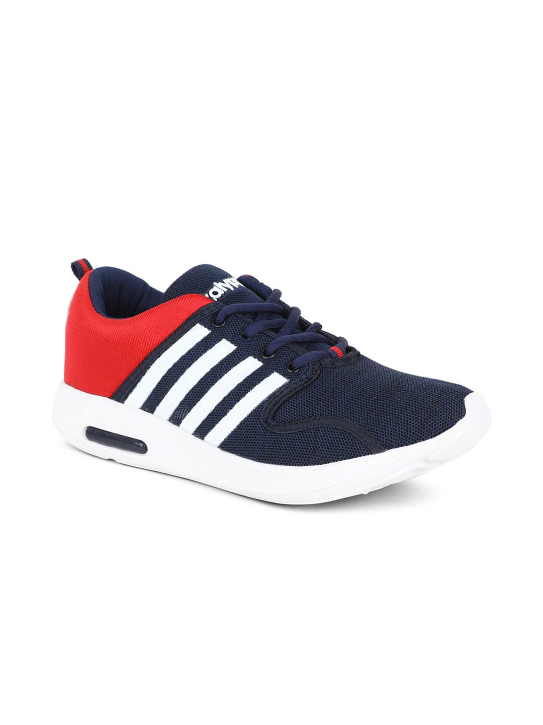 

Khadims Men Navy Blue & Red Woven Design Running Shoes