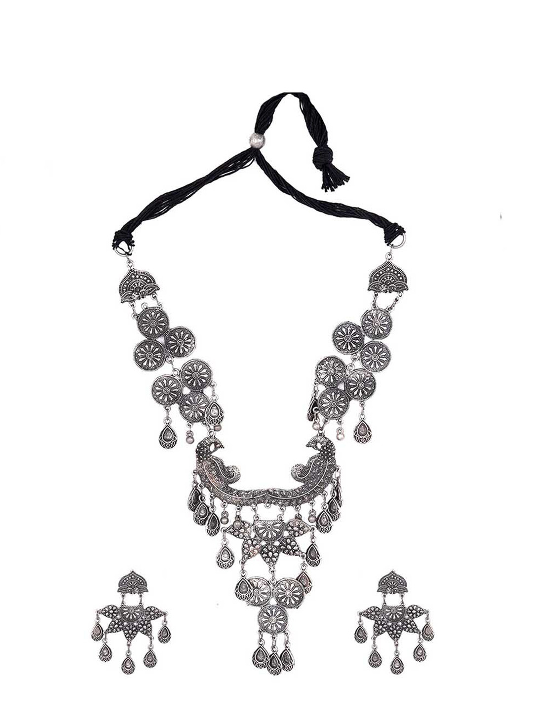 

TEEJH Oxidised Silver-Plated Jewellery Set