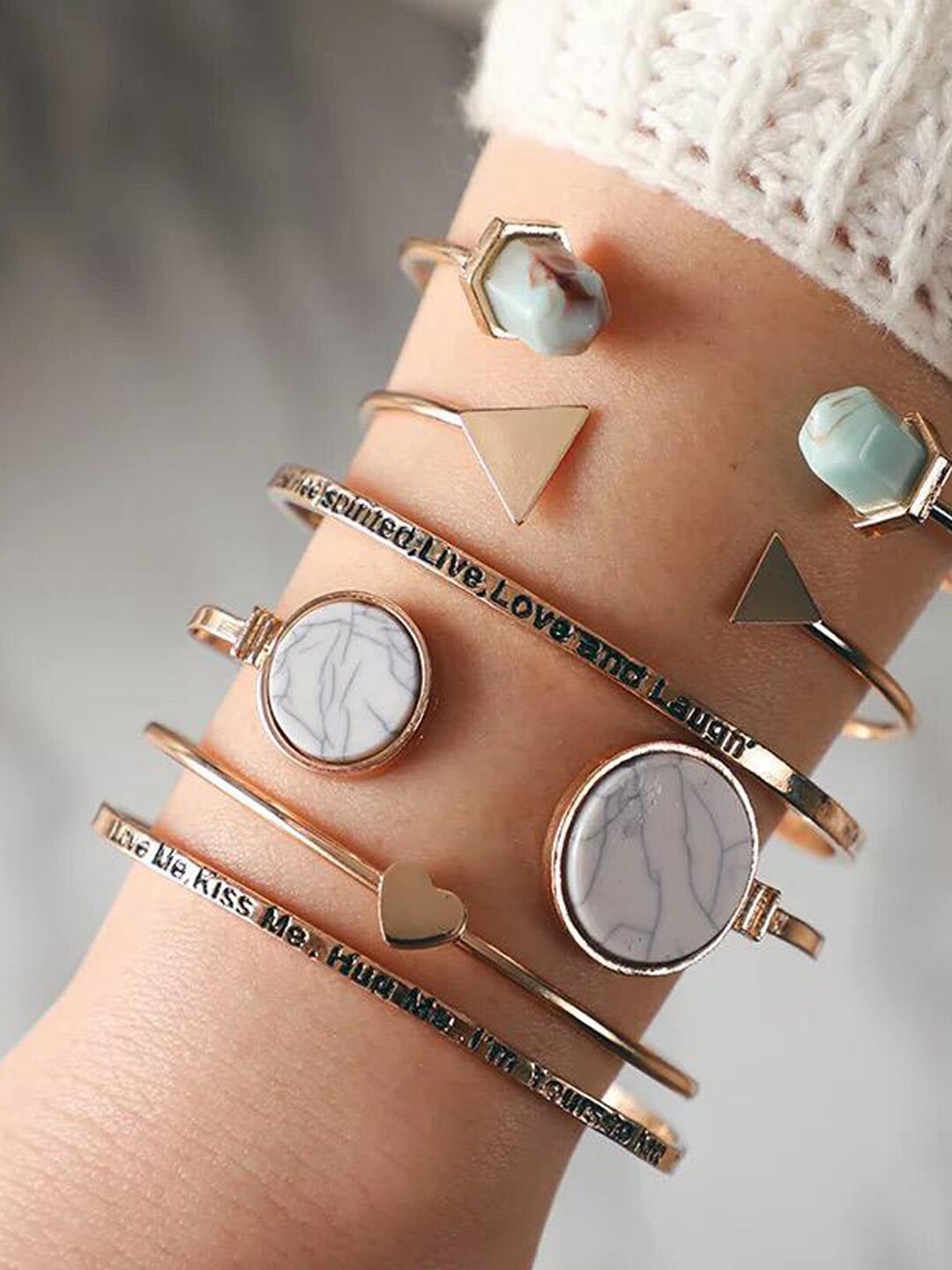 

Shining Diva Fashion Women 6 Rose Gold Blue Rose Gold-Plated Charm Bracelet
