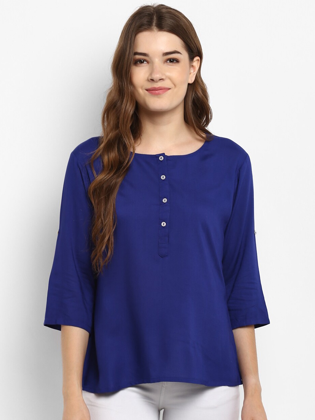 

Hapuka Women Blue Three-Quarter Sleeve Regular Top
