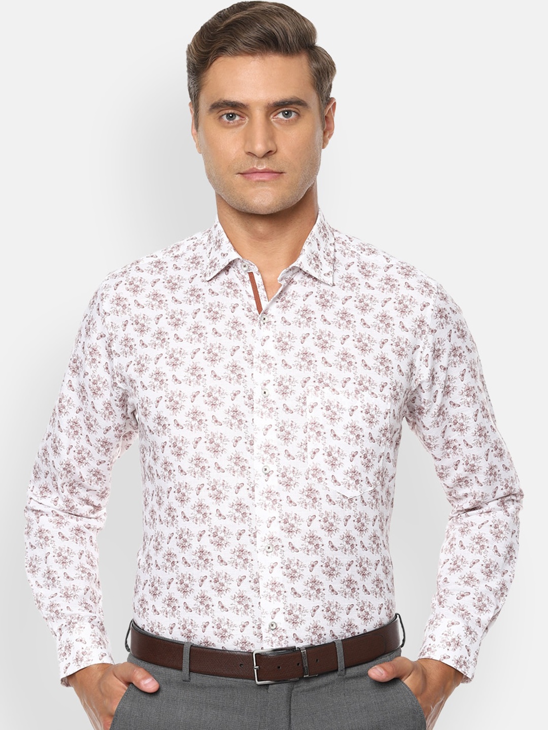 

Van Heusen Men White Floral Printed Regular Fit Formal Shirt