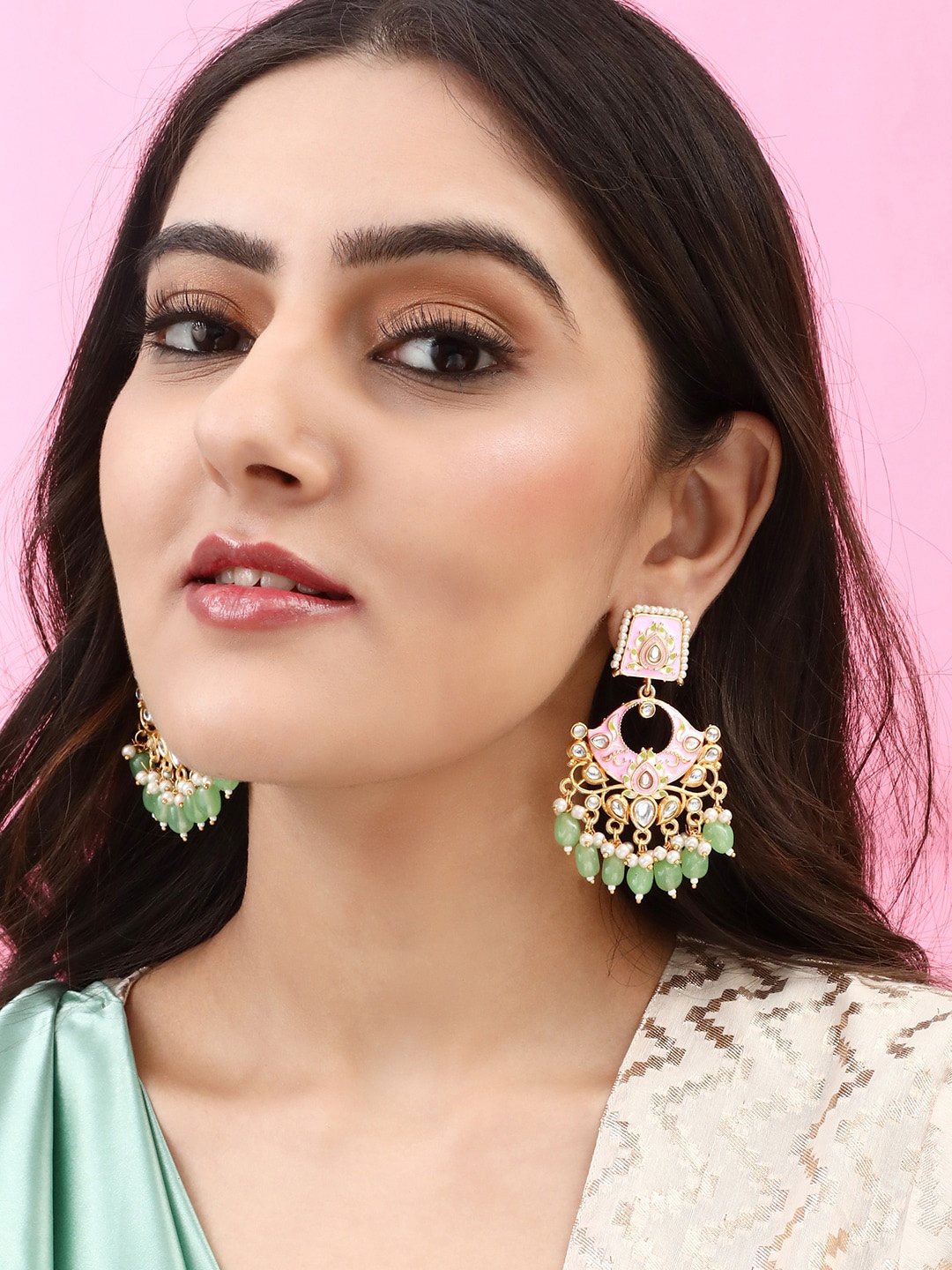 

Rubans Gold-Toned Contemporary Chandbalis Earrings