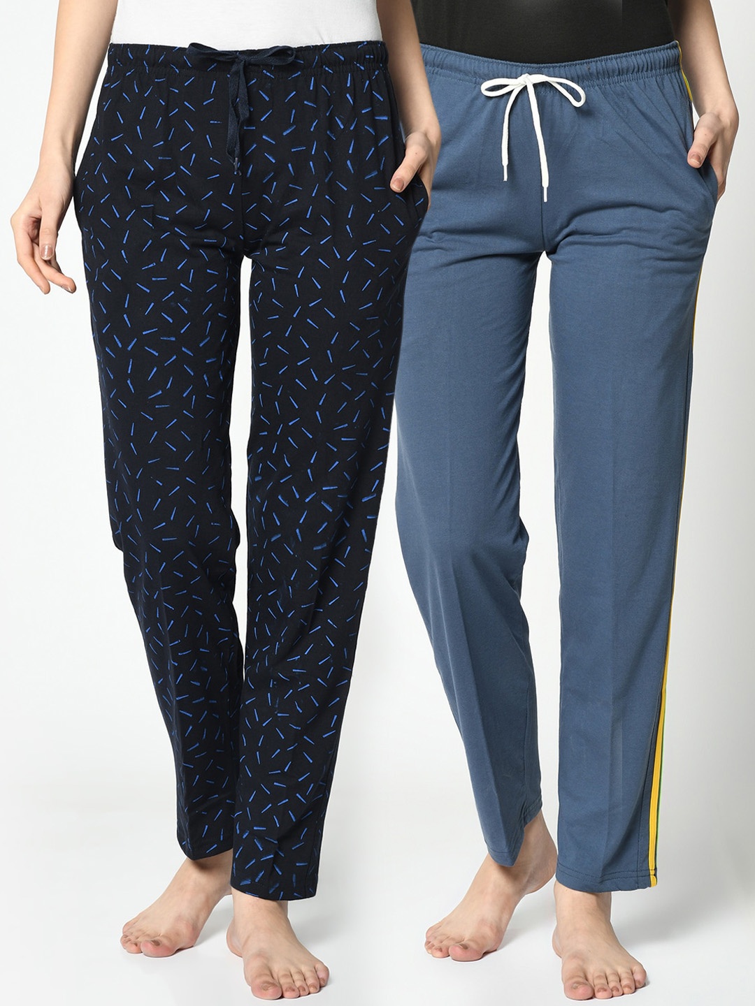 VIMAL JONNEY Women Pack Of 2 Lounge Pants, Navy blue