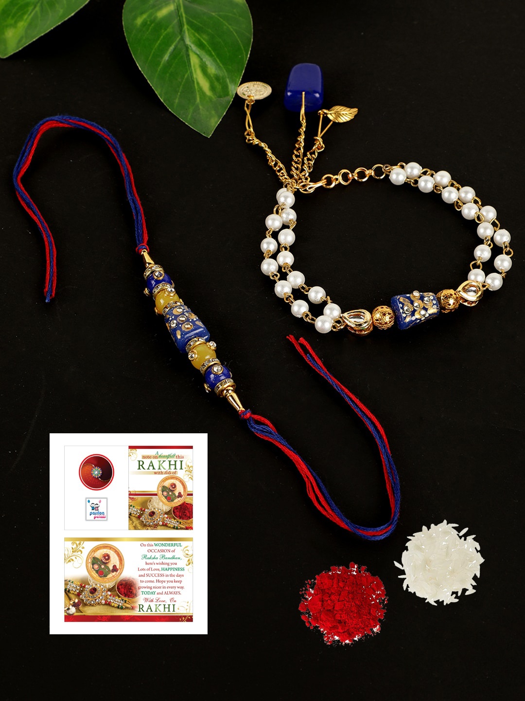 

PASSION PETALS Blue Set of 2 Bhaiya Bhabhi Bracelet Style Rakhi