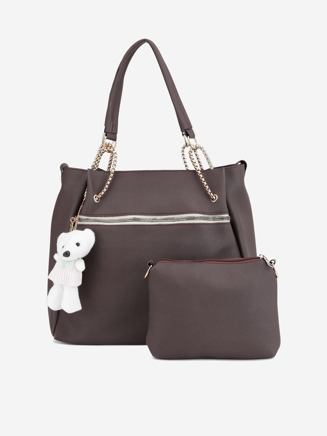 Stropcarry Brown Structured Tasselled Shoulder Bag With Pouch