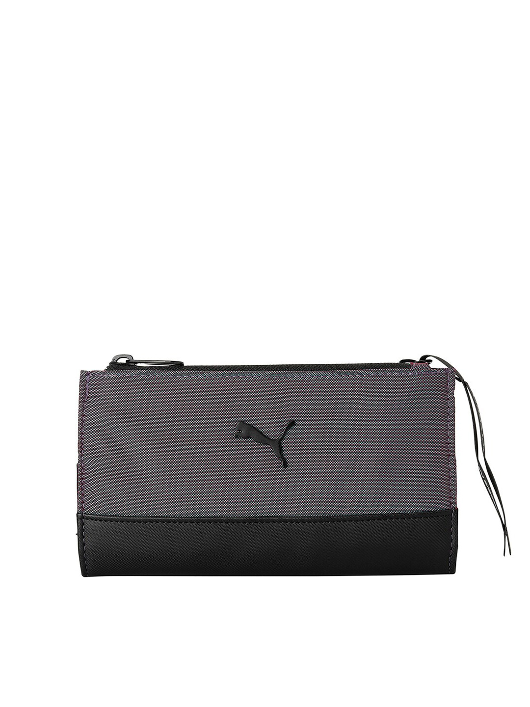 

Puma Women Black & Grey Colourblocked Synthetic Zip Around Wallet