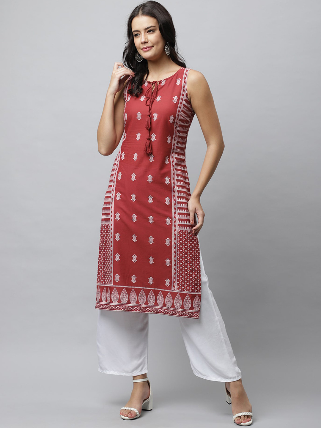 

HERE&NOW Women Red Ethnic Motifs Kurta