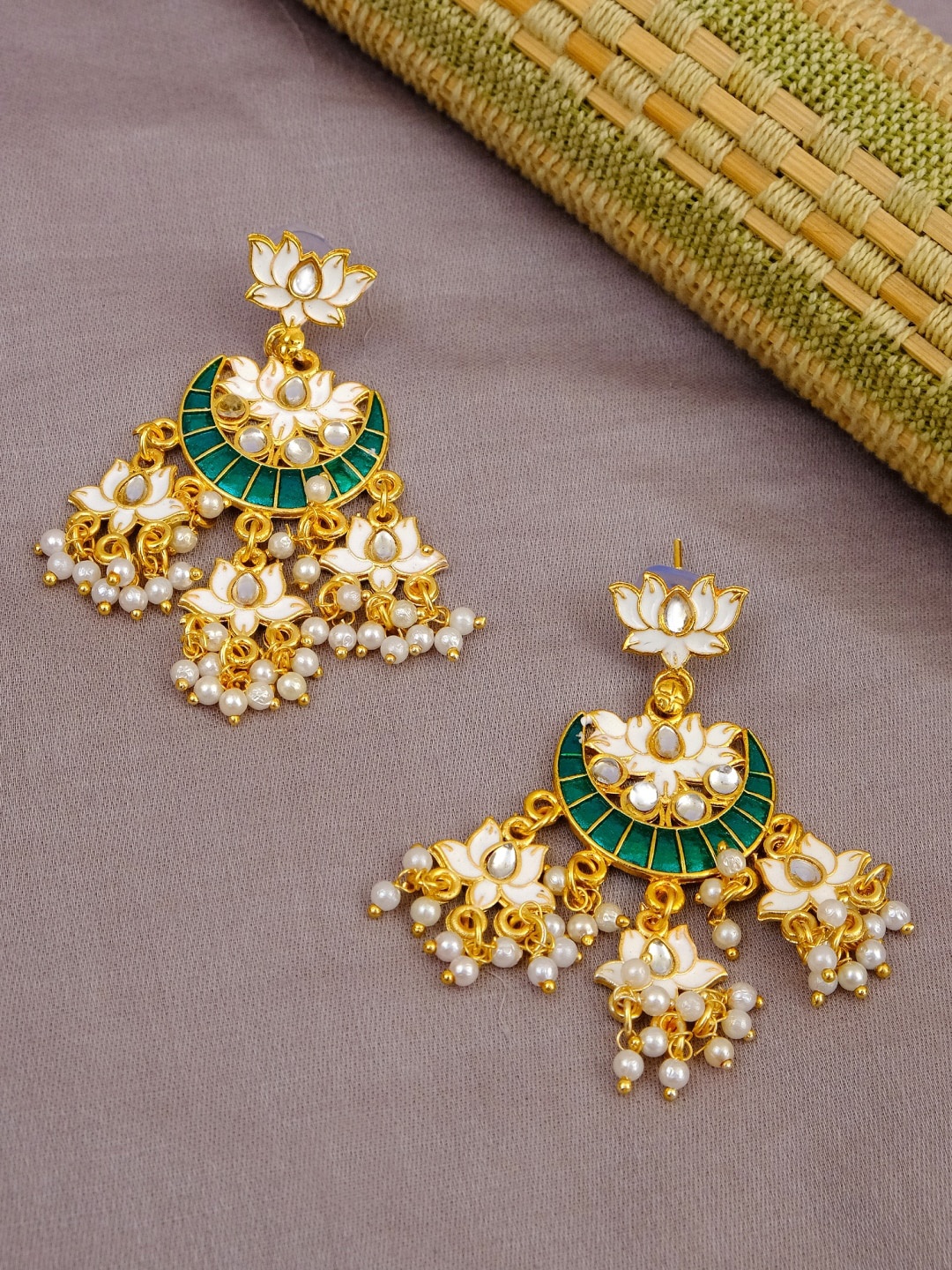 Crunchy Fashion Gold-Toned Contemporary Drop Earrings