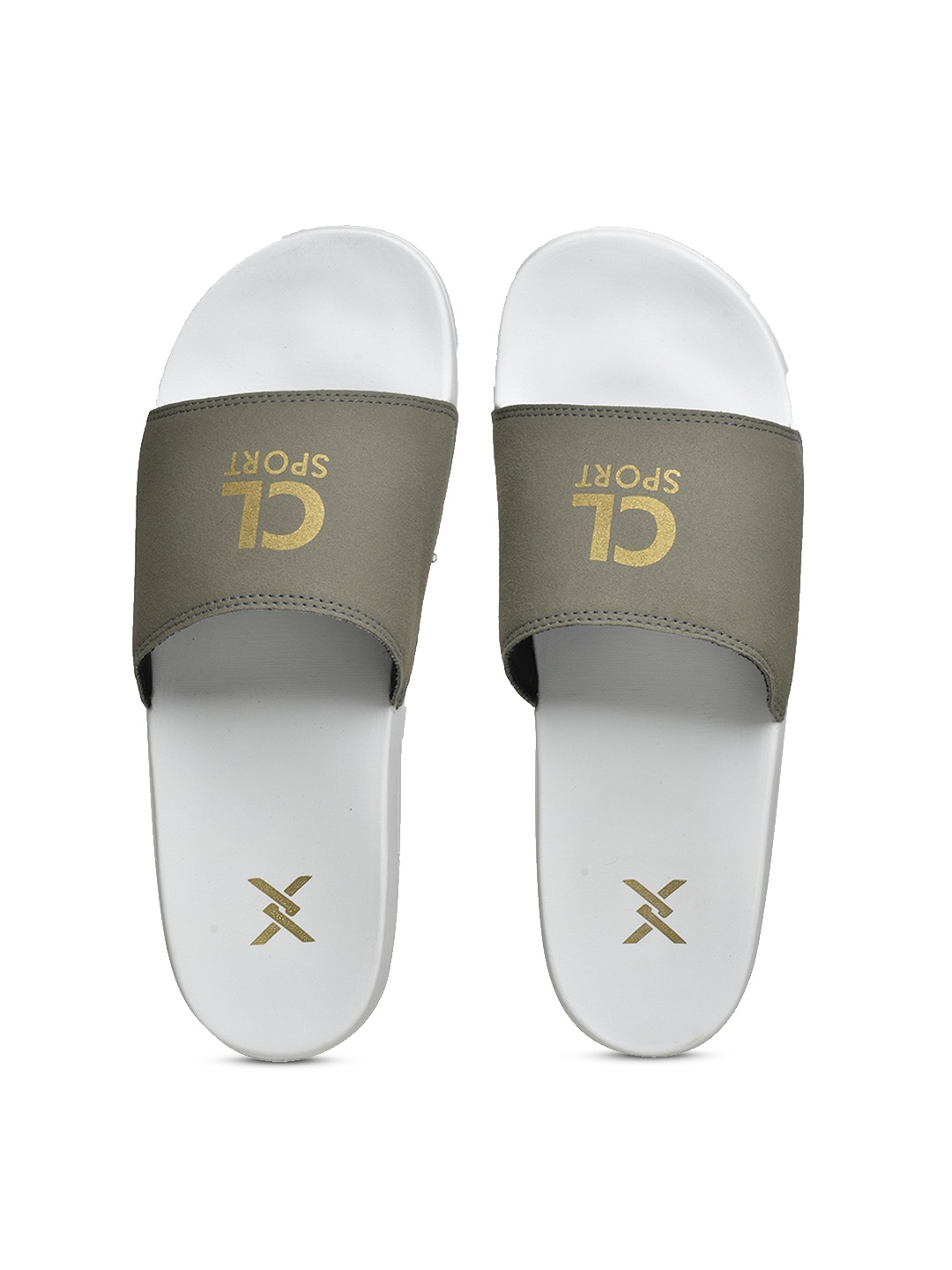 

Carlton London sports Men Olive Green & White Printed Sliders