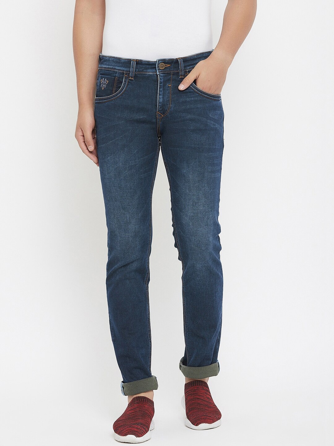 

American Archer Men Blue Light Faded Low-Rise Slim Fit Jeans