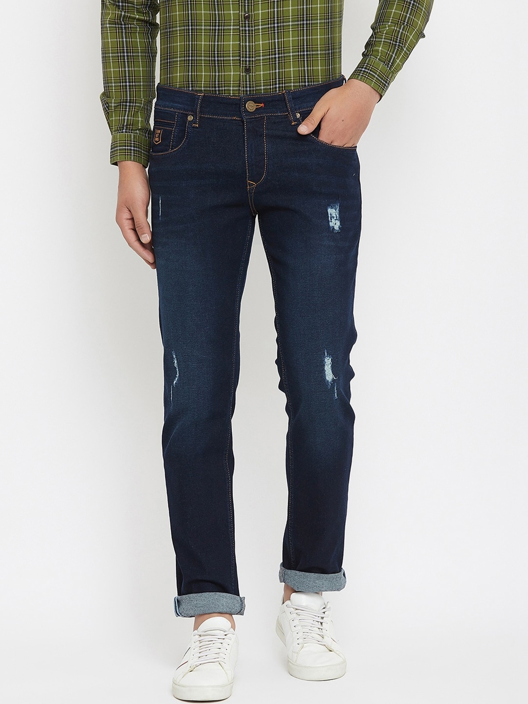 

Canary London Men Blue Slim Fit Low-Rise Low Distress Light Fade Jeans