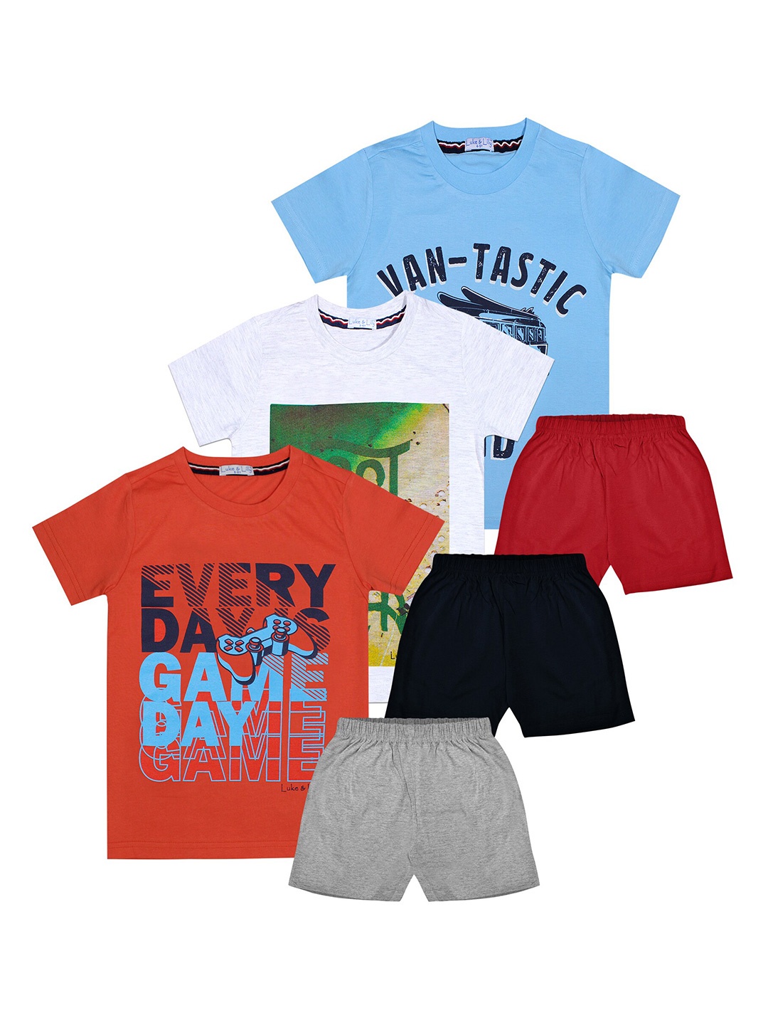 

Luke & Lilly Pack of 3 Boys Printed T-shirt with Shorts, Multi