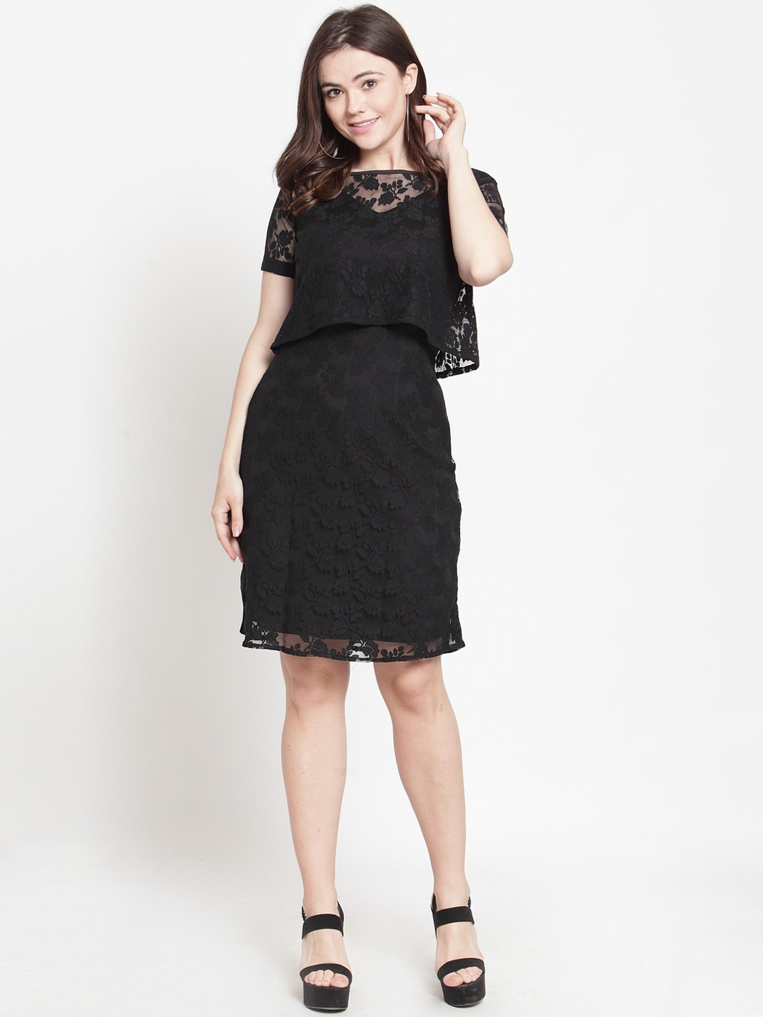 

Just Wow Women Black Lace Dress