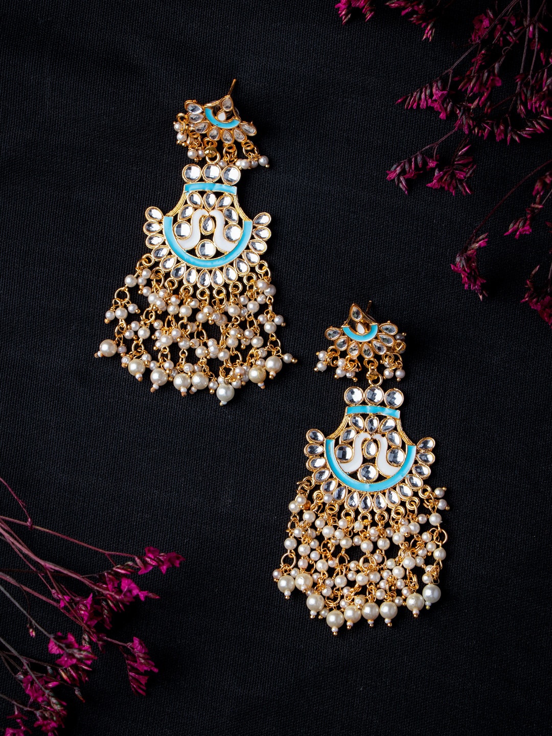

MORKANTH JEWELLERY Gold-Toned & Blue Contemporary Drop Earrings