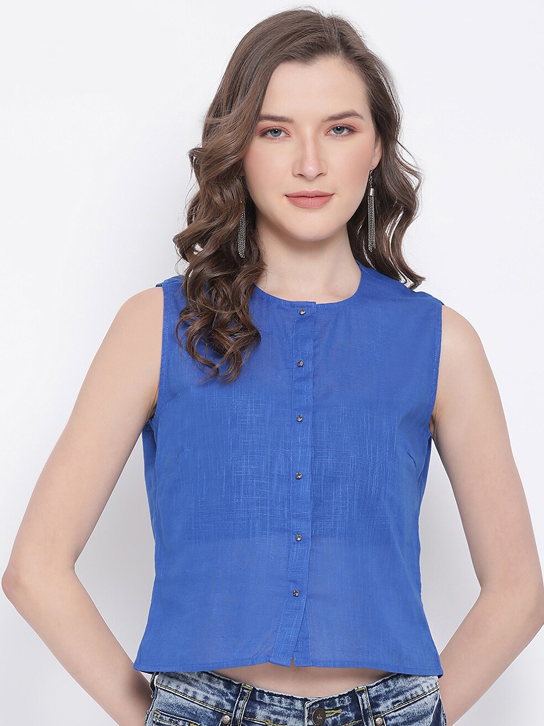 LY2 Blue Regular Pure Cotton Crop Top