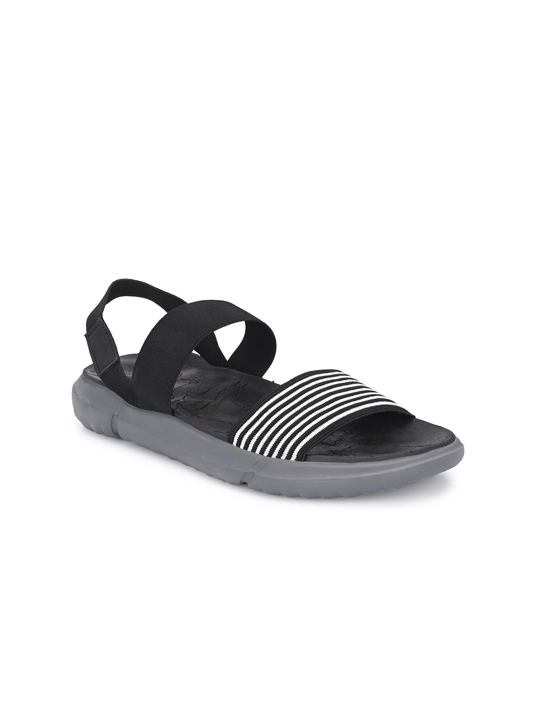 

BUCIK Men Black & White Striped Comfort Sandals