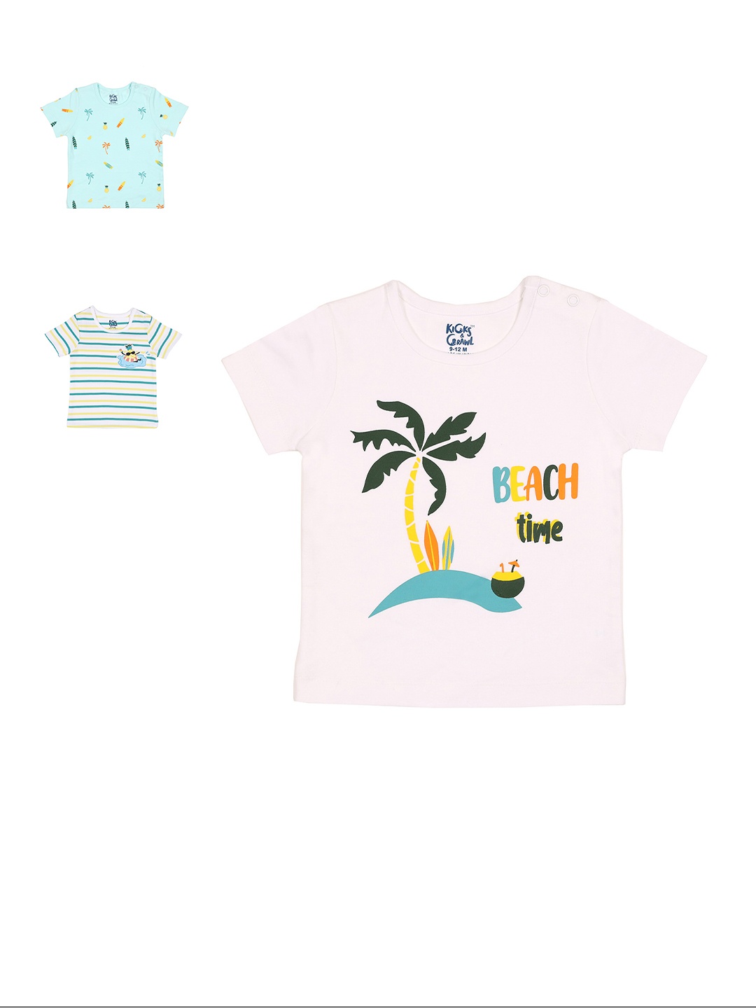 

KICKS & CRAWL Boys Pack Of 3 Printed T-shirt, White