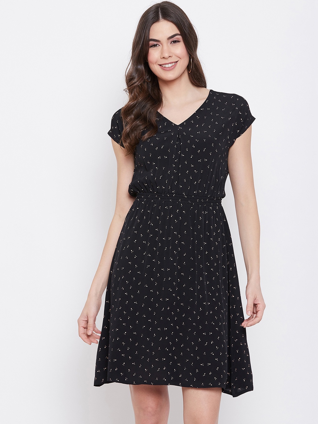 

sandy AND ritz Black & White Printed Crepe A-Line Dress