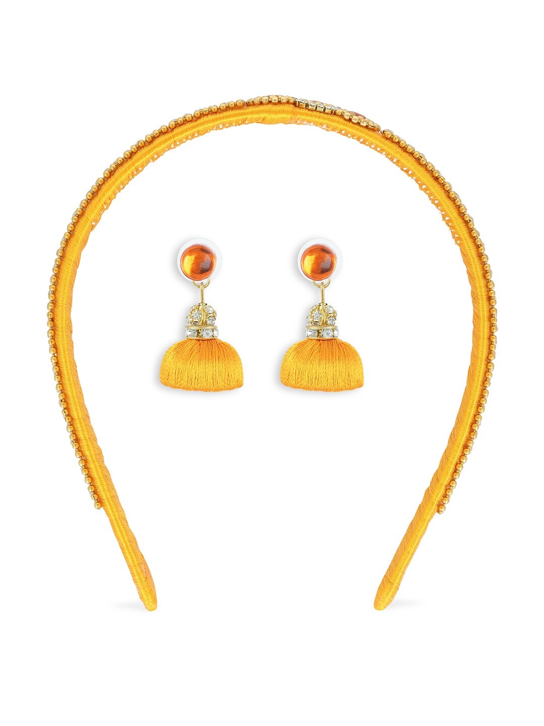 

AKSHARA Girls Gold-Toned & Gold-Toned Hair Band with Earrings