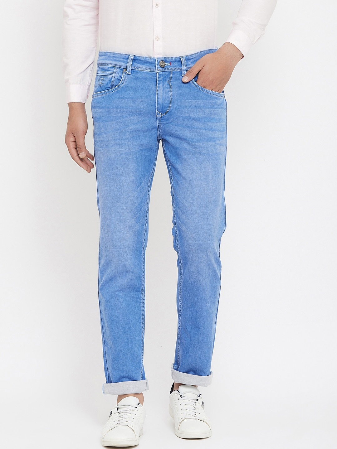 

Canary London Men Blue Smart Straight Fit Low Distress Light Fade Stretchable Jeans
