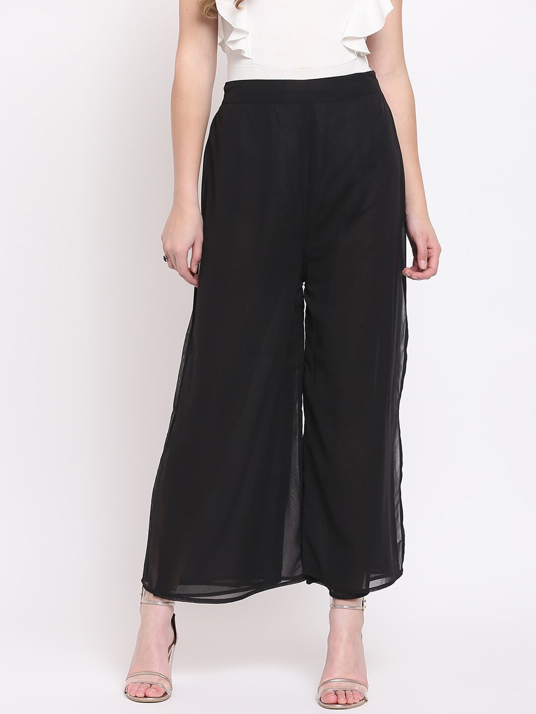 

RIVI Women Black Georgette Palazzos