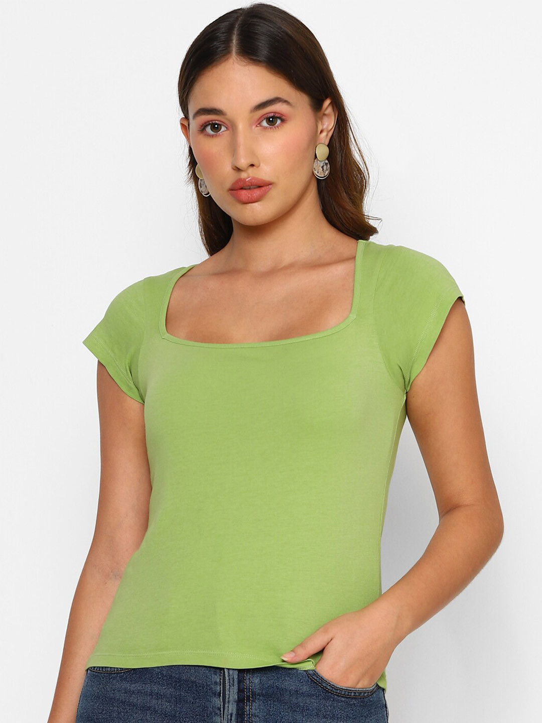 

FOREVER 21 Women Green Knitted Regular Top