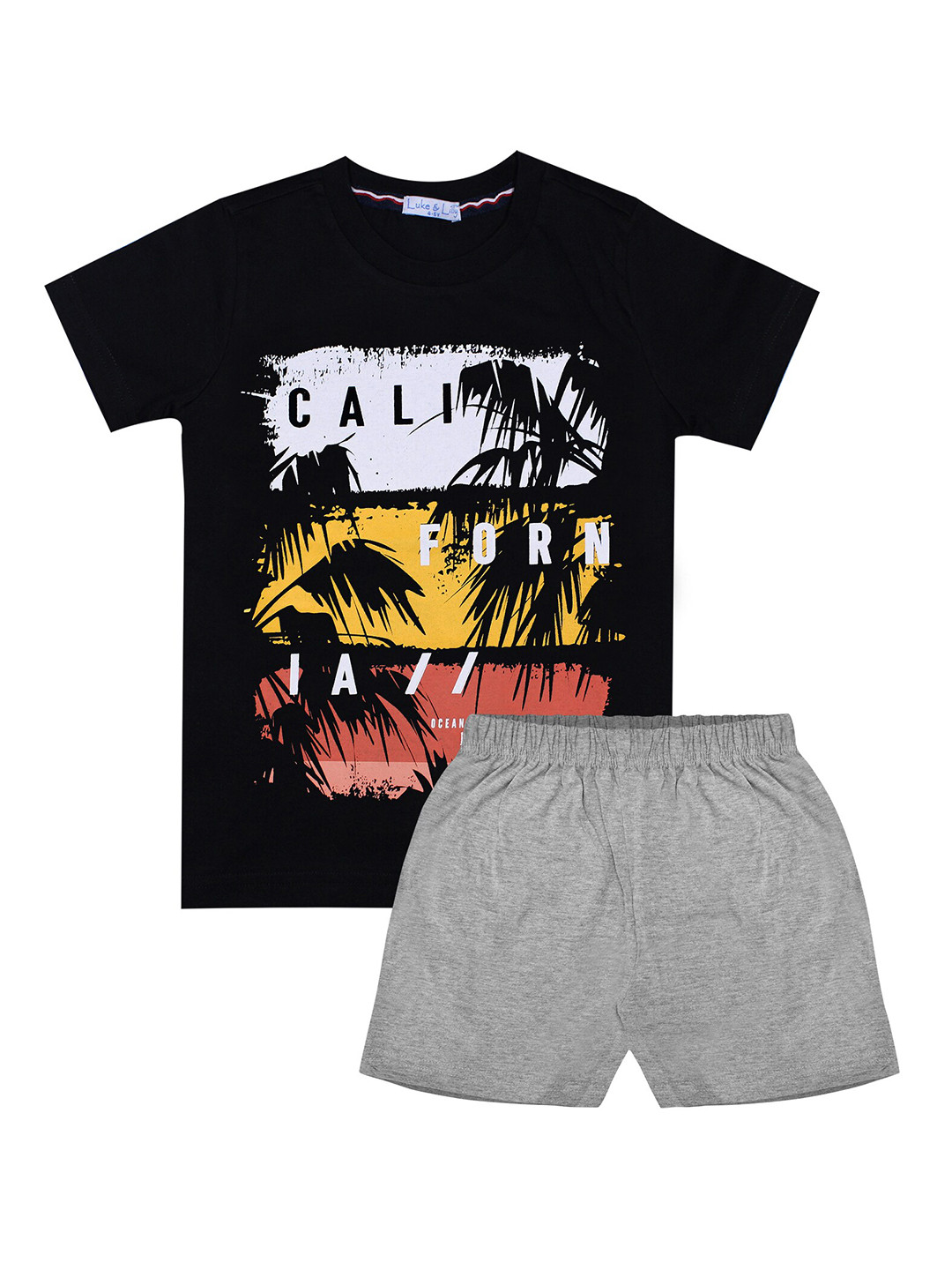 

Luke & Lilly Boys Black & Grey Printed T-shirt with Shorts