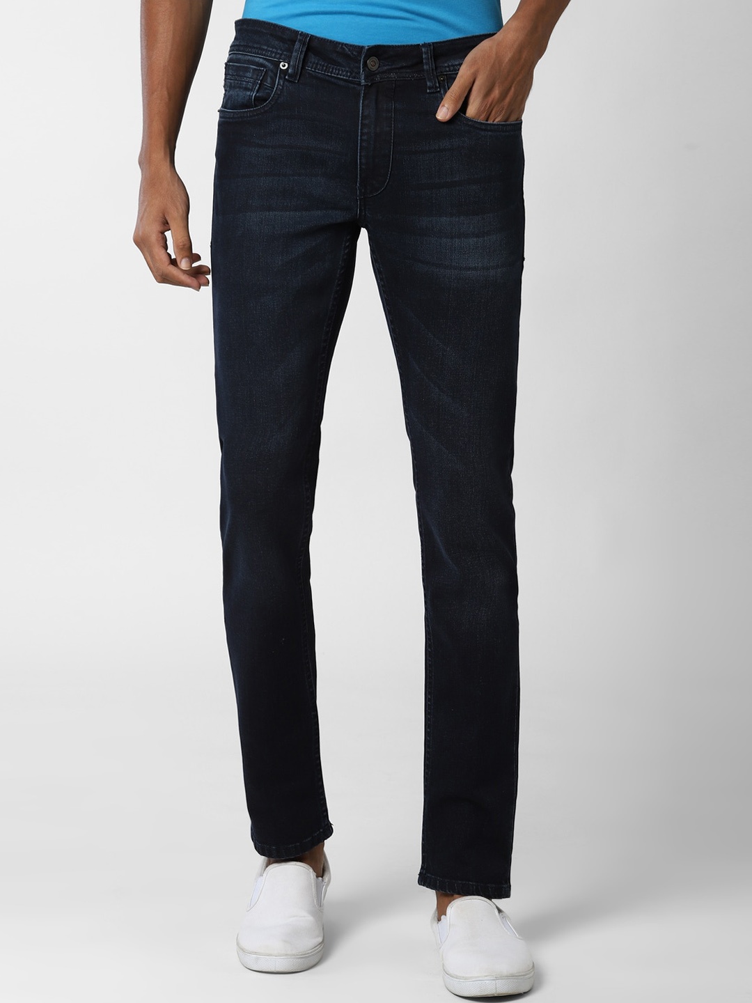 

Peter England Casuals Men Navy Blue Skinny Fit Heavy Fade Jeans