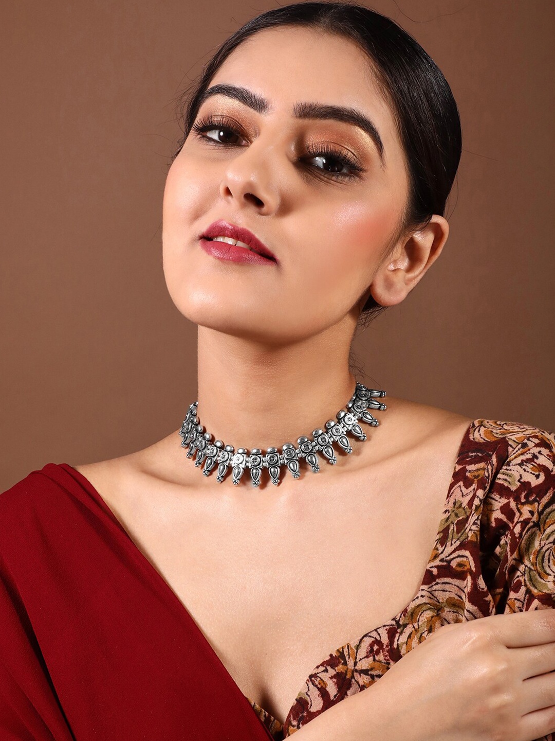 

Rubans Oxidised Silver-Plated Handcrafted Filigree Necklace