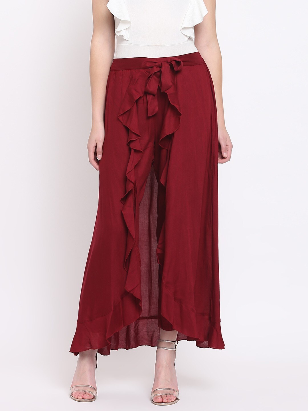 

RIVI Women Maroon Flared Palazzos