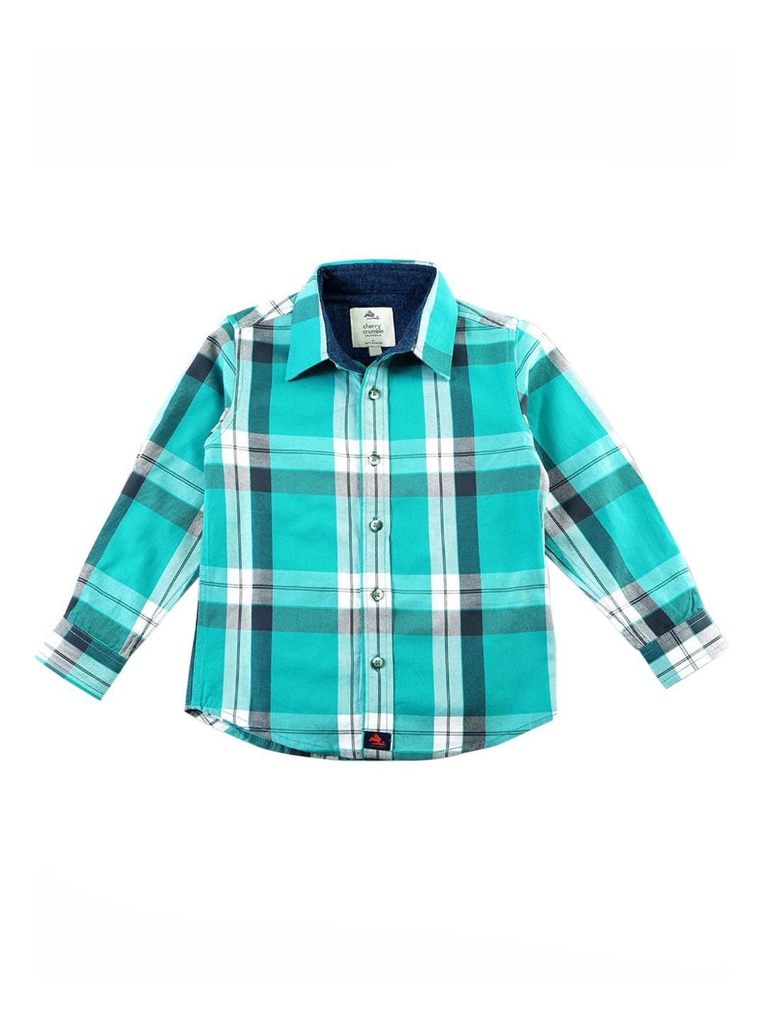

Cherry Crumble Boys Turquoise Blue Checkered Casual Shirt